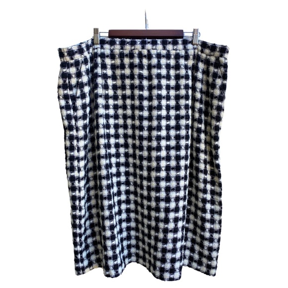VINTAGE LESLIE FAY BLACK WHITE PLAID SKIRT SIZE 26W WOOL BLEND WINTER GRUNGE 3XL - Picture 7 of 7